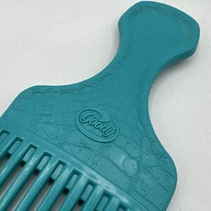 RARE Vintage Goody TEAL Croc Textured Hair Pick Comb Lift 90s 6.5” Plastic USA